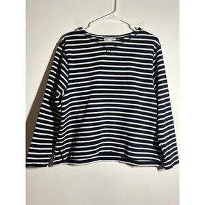 Alex Mill Women Navy Lakeside Stripe Long Sleeve Cotton Tee Shirt Heavyweight L